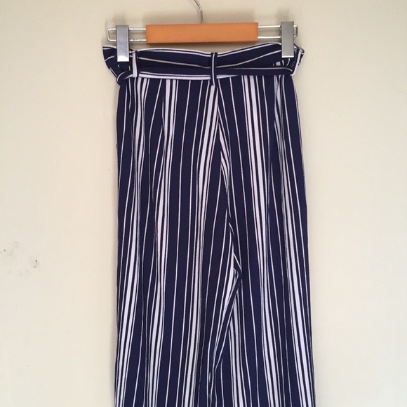 Papillon Striped Cropped Tie Waist Culottes - Picture 7 of 8